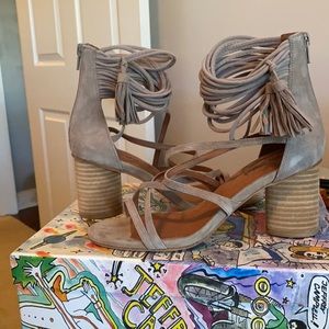 JC Despina sandal. Only worn around the house. Color is “Taupe Suede”